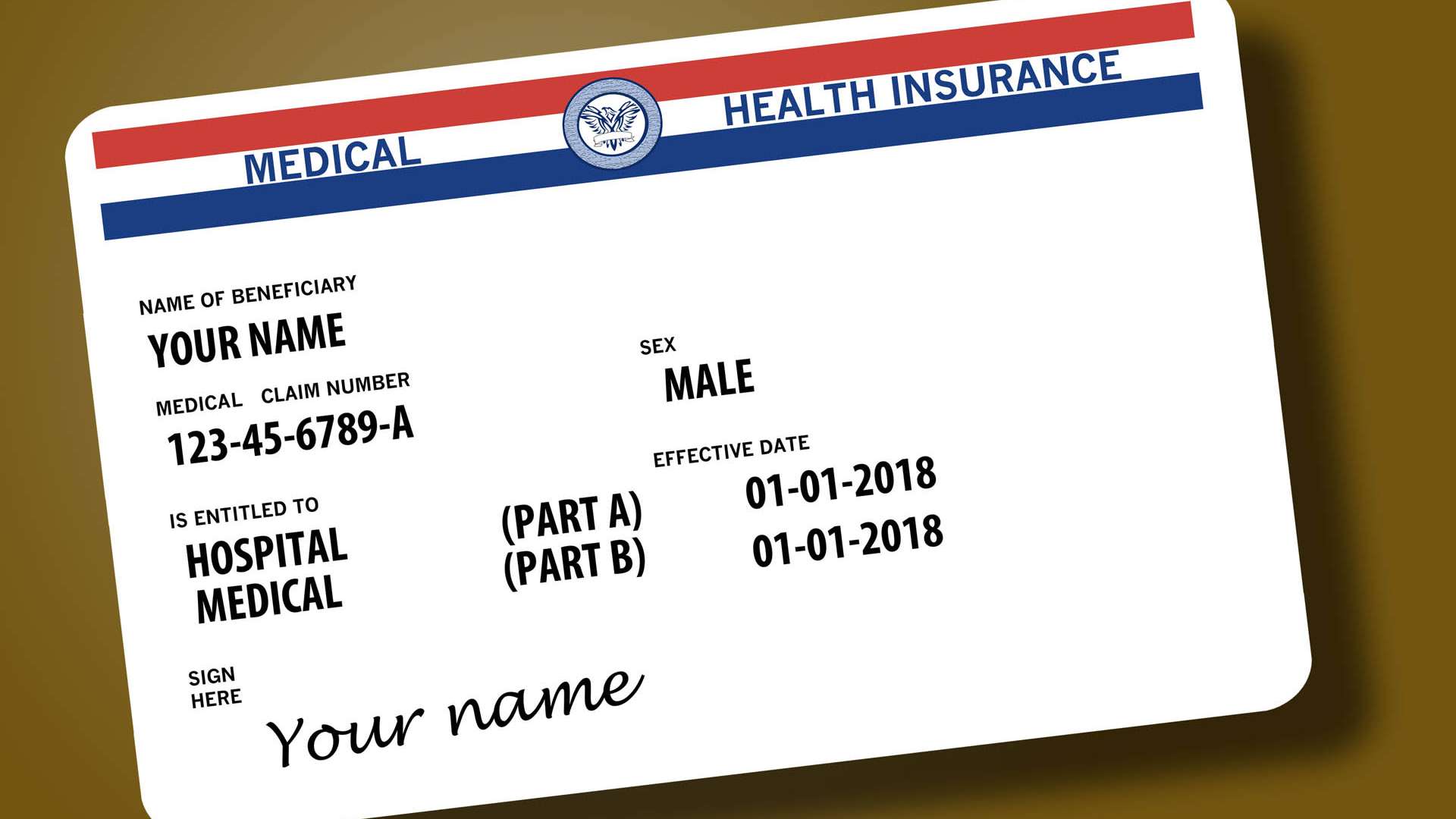 Medical health insurance card